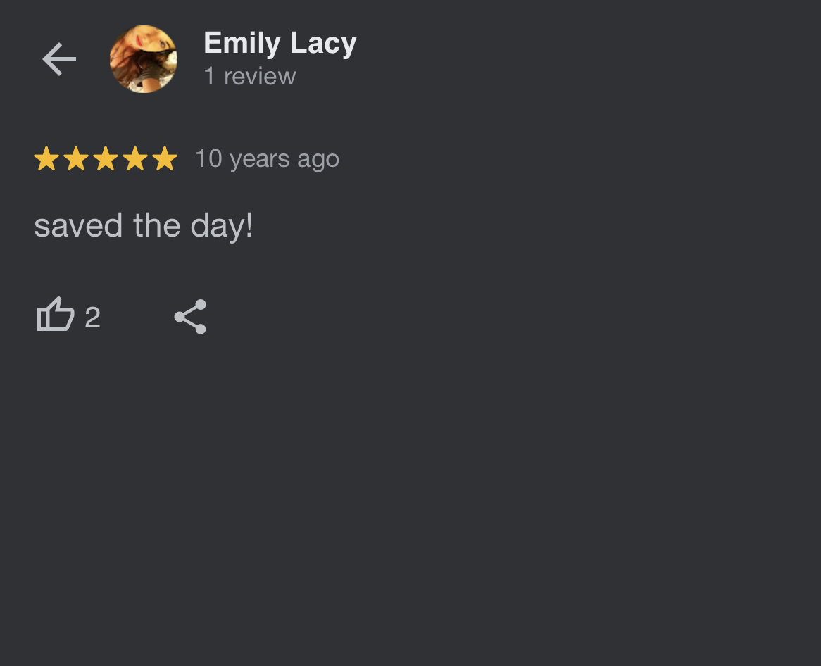 screenshot of google review