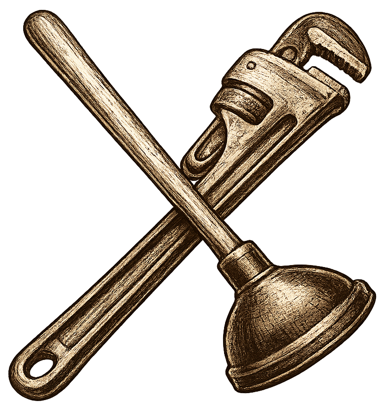 Plunger and pipe wrench illustration